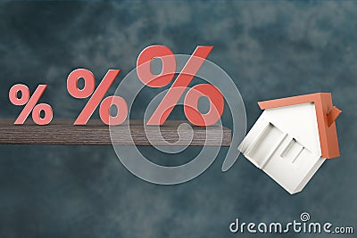 Rising percentages throw off house Cartoon Illustration