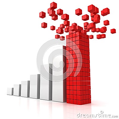 Rising profit graph with building red top leader Stock Photo