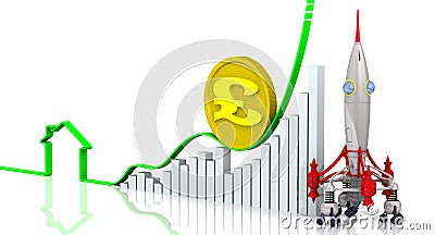 Rising real estate prices in Pound Sterling of UK Stock Photo