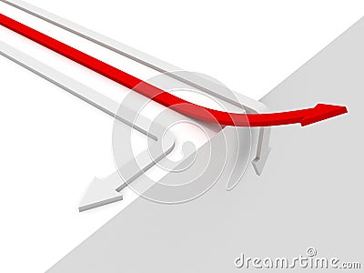 Rising red success arrow competition winner Stock Photo