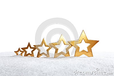 5 rising stars snow white Stock Photo