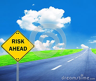 RISK AHEAD sign - Business concept Stock Photo
