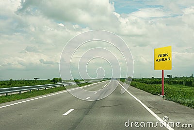 Risk ahead signage Stock Photo