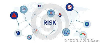 risk analysis danger probability bad management business low reduce icon set header graphic Stock Photo