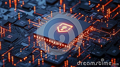Risk analysis of security vulnerabilities in digital circuits cybersecurity environment in technology labs close-up Cartoon Illustration