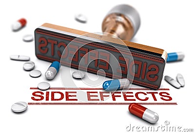 Risk assesment of drugs. Side effects of medical treatment Cartoon Illustration