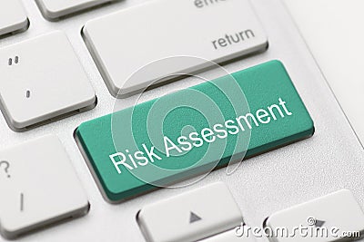 Risk assess assessment project market keyboard button Stock Photo