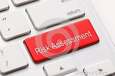 Risk assess assessment project market keyboard button Stock Photo