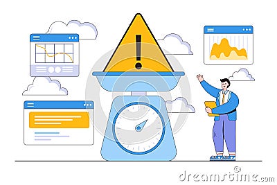 Risk assessment, analysis potential danger levels, calculate amount money loss acceptable for investment, control or limit loss Vector Illustration