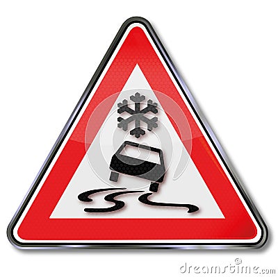 Risk of car skidding on snow Vector Illustration