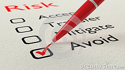 Risk checklist avoid choice tickmark Cartoon Illustration