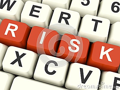 Risk Computer Keys Showing Peril And Uncertainty Stock Photo