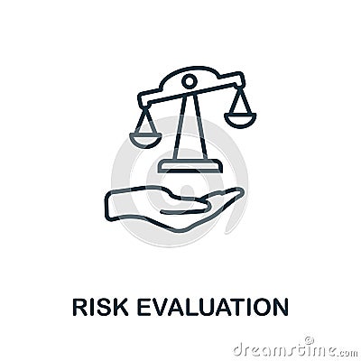 Risk Evaluation outline icon. Thin line style icons from insurance icons collection. Web design, apps, software and printing Stock Photo