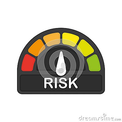 Risk icon on speedometer on white background. High risk meter. Vector. Vector Illustration