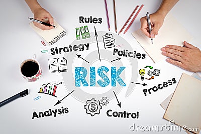 Risk management concept. The meeting at the white office table Stock Photo