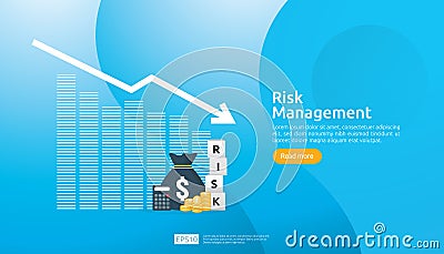 Risk Management and financial identifying. evaluating and challenge in business prevent protect. company performance analysis Vector Illustration