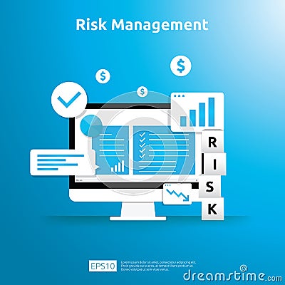 Risk Management and financial identifying. evaluating and challenge in business prevent protect. company performance analysis Vector Illustration