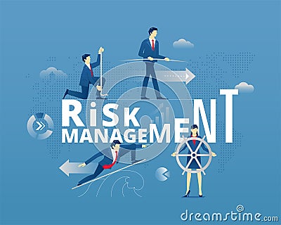 Risk management typographic poster Cartoon Illustration