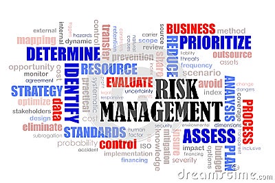 Risk Management word cloud Cartoon Illustration