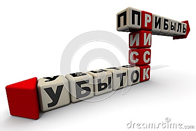 Risk, profit, loss. Translation text: `Risk, profit, loss` Stock Photo