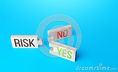 Risk puzzles with two Yes and No combinations connections. Business risk management concept. Forecasting and planning possible Stock Photo