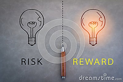 Risk and reward word Stock Photo