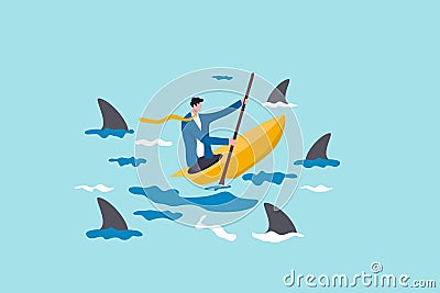 Risk taker, challenge to success, overcome difficulty or problem in crisis or entrepreneurship, determination or adversity concept Vector Illustration