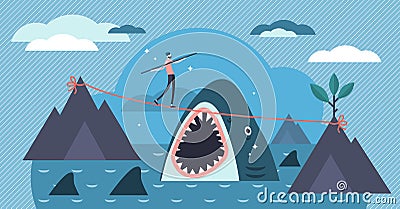 Risk vector illustration. Flat tiny danger situation symbol persons concept Vector Illustration