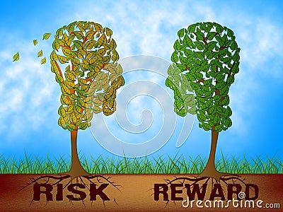 Risk Versus Reward Analysis Words Contrasts The Cost Of A Decision And The Payoff - 3d Illustration Stock Photo