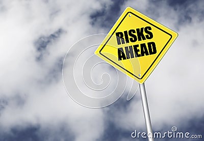 Risks ahead sign Stock Photo