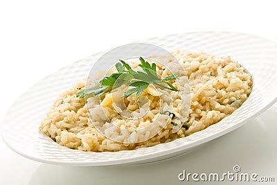 Risotto with Grana Parmesan Cheese Stock Photo