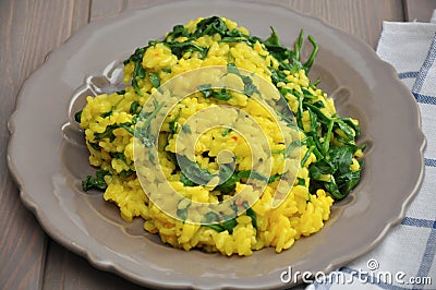 Risotto Milanese with saffron Stock Photo