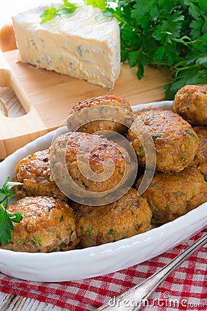 Rissole with mould cheese and parsley Stock Photo