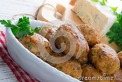 Rissole with mould cheese and parsley Stock Photo