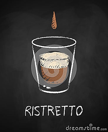 Ristretto coffee chalk illustration. Vector Illustration