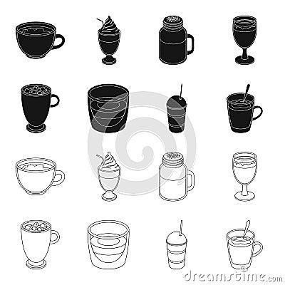 Ristretto, hot chocolate, latte take-away.Different types of coffee set collection icons in black,outline style vector Vector Illustration