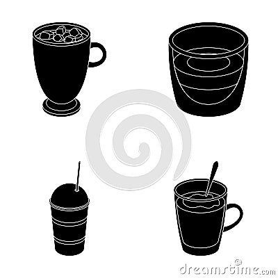 Ristretto, hot chocolate, latte take-away.Different types of coffee set collection icons in black style vector symbol Vector Illustration