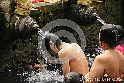 Ritual Bathing Ceremony at Tampak Siring, Bali Indonesia Editorial Stock Photo