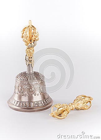 Ritual hand bell and a dorje Stock Photo