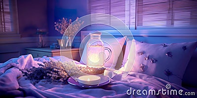 rituals such as herbal tea, lavender-infused pillows, and calming music to promote restful sleep and enhance overall Stock Photo