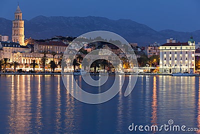 Riva promenade at night. Split. Croatia Stock Photo