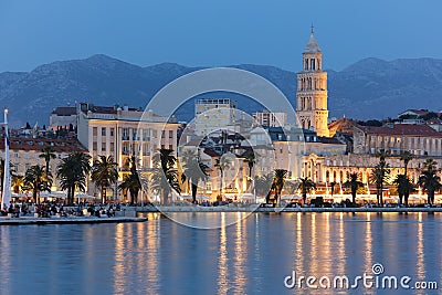 Riva promenade at night. Split. Croatia Stock Photo