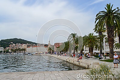 The Riva promenade in port of Split, Croatia on June 15, 2019. Editorial Stock Photo