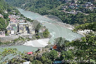 River Alaknanda view at karnaprayag Stock Photo