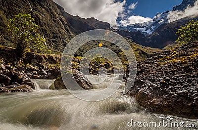 River in the Andes at El Altar Volcano near Banos, Ecuador Stock Photo