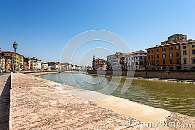 River Arno and Pisa cityscape - Tuscany Italy Stock Photo