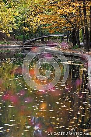 River in Autumnal park Stock Photo