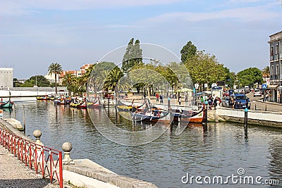 River in aveiro with traditional boats Editorial Stock Photo