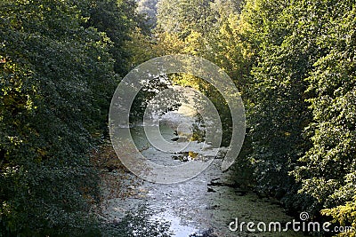 River backwater in autumn. Stock Photo