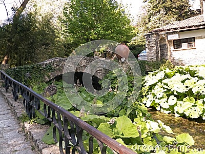River in Balchik Palace gardens, Bulgaria Stock Photo
